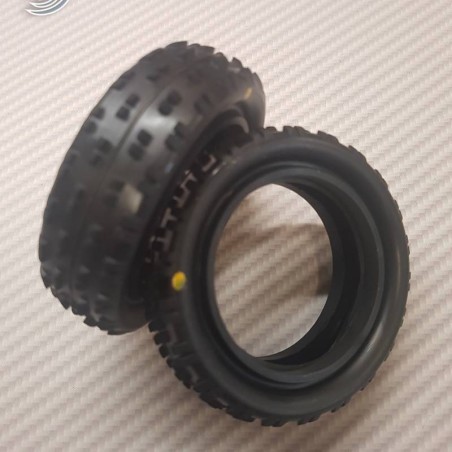 Schumacher Cut Stagger RC Buggy Tires - Low Profile 2.2 Front Tires (Blue)