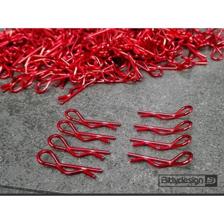 clips carrosserie Rouge 1/10 coudés lot de 8