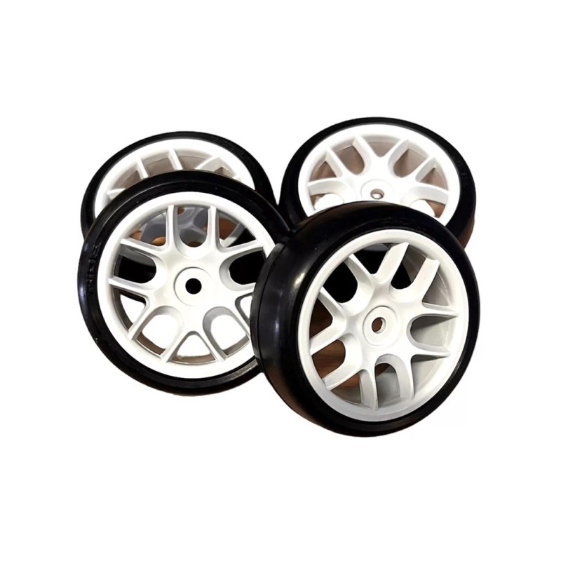 Pneus RIDE 24 mm pour FWD collé sur jantes blanches