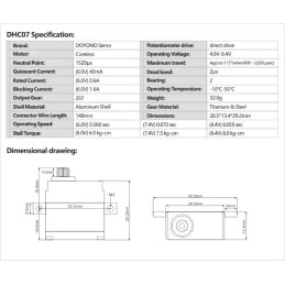 Servo HV pour 1/12  8.0kg / 0.059sec @8.4V - Doyono