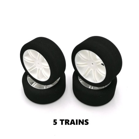 5 train pneus piste 1/10 jantes blanches FFVRC - HOT RACE