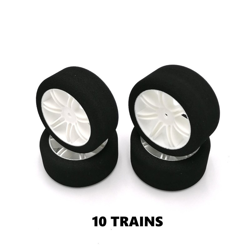 10 train pneus piste 1/10 jantes blanches FFVRC - HOT RACE